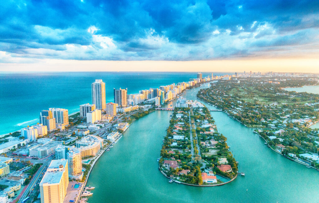 areal view of South Beach, Miami